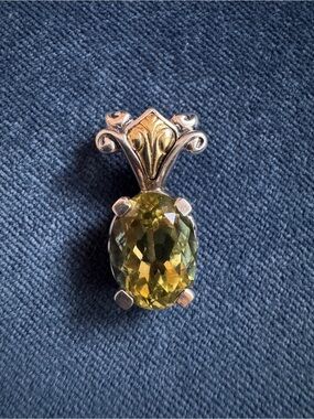 Ann King Jewelry 925 Sterling Silver & 18K Yellow
Gold Citrine  Flower Pendant